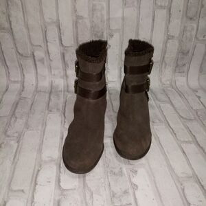 Solesenseability women brown suede wedge boots